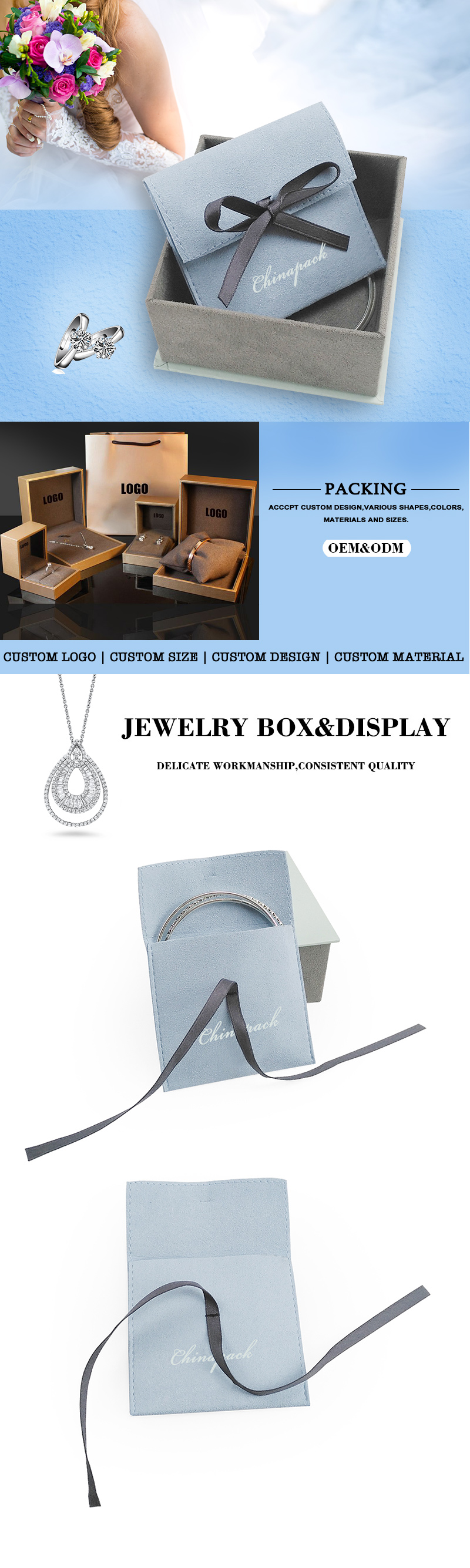 Flip pouch with ribbon