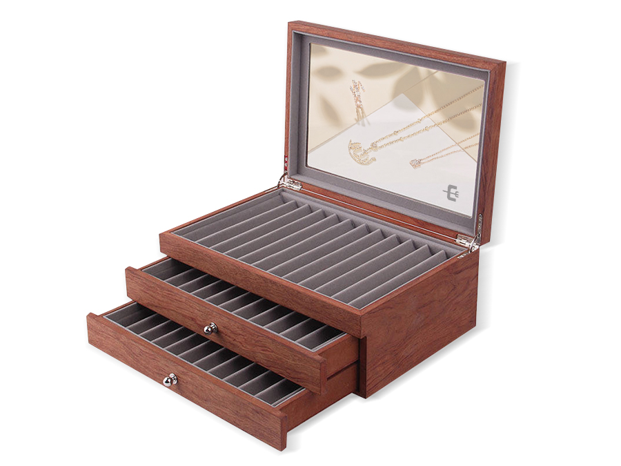 JWB034 wood jewelry box etched glass