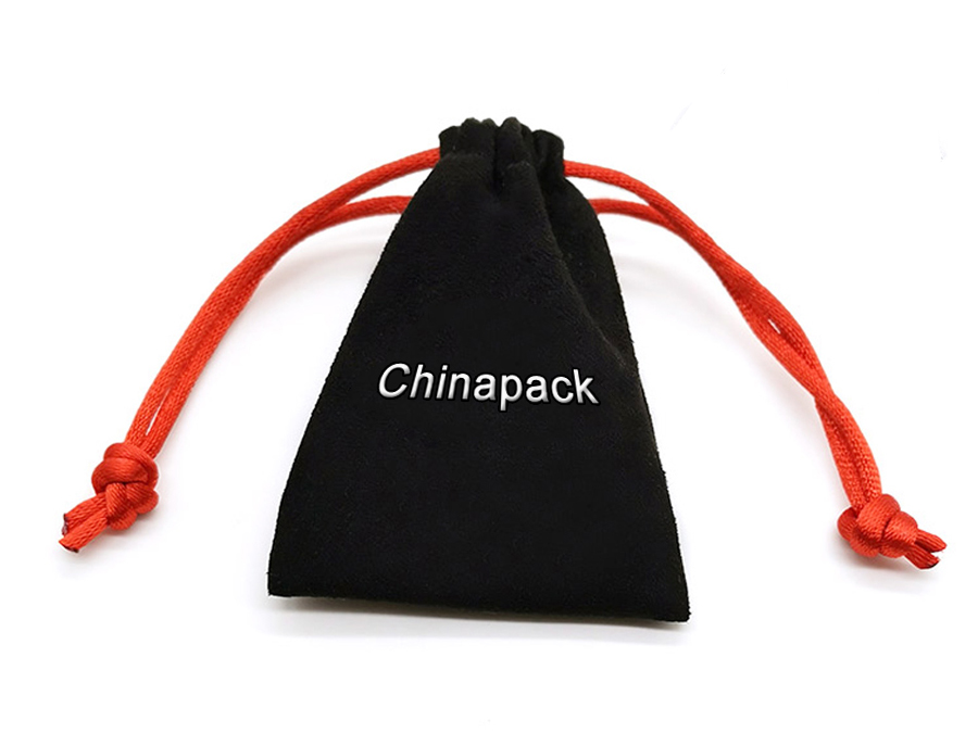 JPD003 black and red jewellery drawstring pouch