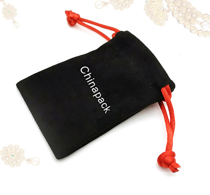 JPD003 black and red jewellery drawstring pouch